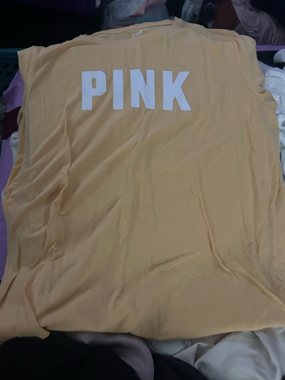 PINK Victoria's Secret Yellow Graphic Short Sleeve Tee